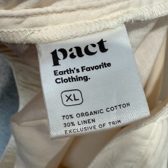 Pact Organic Wide Leg Cotton Linen Pants Womens XL Stretch Lightweight Cream - Picture 12 of 13